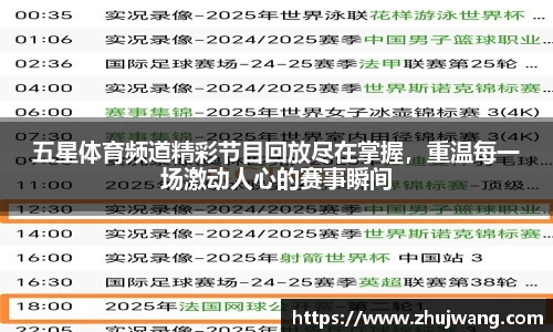 五星体育频道精彩节目回放尽在掌握，重温每一场激动人心的赛事瞬间